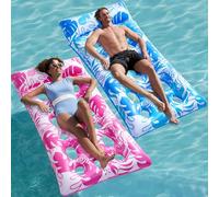 Sloosh Bouées Gonflables pour Piscine, 2 pièces Grandes Bouées XL, Matelas Flottant avec Appui-tête pour Adultes, Tapis Flottant pour Lac, Plage, Piscine, Amusement Aquatique (Bleu, Rose)