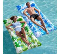 Sloosh Bouées Gonflables pour Piscine, 2 pièces Grandes Bouées XL, Matelas Flottant avec Appui-tête pour Adultes, Tapis Flottant pour Lac, Plage, Piscine, Amusement Aquatique (Bleu, Vert)
