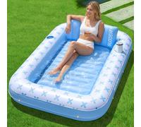 SLOOSH Chaise longue gonflable pour bronzage avec coussin, 178 cm x 117 cm, flotteur de piscine pour adultes, radeau de bain au soleil 4 en 1, lit de bronzage pour se prélasser dans l'eau, ballon