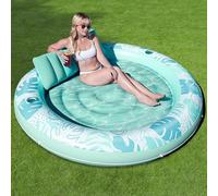 SLOOSH Flotteur de Piscine Gonflable de 182,9 x 165,1 cm pour Adulte avec Oreiller, Grand Radeau Flottant en Tissu de Luxe pour Bronzage, Bain de Soleil, Salon pour Piscine à balles, Cadeaux de fête