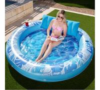 SLOOSH Flotteur de Piscine Gonflable de 182,9 x 165,1 cm pour Adulte avec Oreiller, Grand Radeau Flottant en Tissu de Luxe pour Bronzage, Bain de Soleil, Salon pour Piscine à balles, Cadeaux de fête