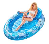 SLOOSH Flotteur gonflable de bronzage de 177,8 x 127 cm pour adulte avec oreiller, flotteur ovale 4 en 1 pour bronzage, bain de soleil, salon pour piscine à balles, cadeaux de fête