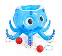 Sloosh Jouets de Piscine gonflables Pieuvre, 2 en 1 Jeu d'eau Flottant Gonflable, Cerceau de Basket-Ball, Anneau de Lancer à l'extérieur, Jeu de Lancer Flottant pour Les Enfants et Les Adultes.