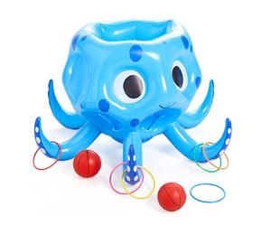 Sloosh Jouets de Piscine gonflables Pieuvre, 2 en 1 Jeu d'eau Flottant Gonflable, Cerceau de Basket-Ball, Anneau de Lancer à l'extérieur, Jeu de Lancer Flottant pour Les Enfants et Les Adultes.