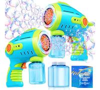 Sloosh Lot de 2 pistolets à bulle lumineux pour enfants de 4 à 8 ans, avec solution de recharge, plus de 10 000 bulle, jouet d'extérieur