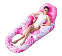 SLOOSH Matelas Gonflable pour Adultes, Transat de Piscine Gonflable, Bouée Flottante Type Radeau avec Porte-Gobelets, Repose-Pieds et Dossier Réclinable pour Piscine et Eau (Rose)
