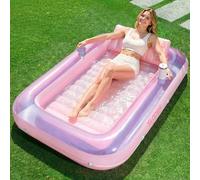 SLOOSH Piscine de taning gonflable, 70 x 46 pouces, grand matelas gonflable pour adultes avec coussin, chaise longue de soleil 4 en 1, lit de bain gonflable, cadeau de fête de piscine à balles, L