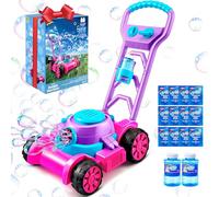 Sloosh Tondeuse à Gazon à Bulles pour Tout-Petits - Jouets pour Enfant - Machine à Bulles d'été - Jouets d'extérieur pour Enfants de 1, 2, 3, 4 Ans, Enfants d'âge préscolaire, garçons et Filles(Rose)
