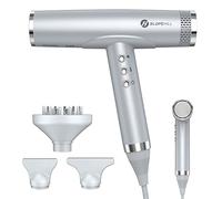 Slopehill Sèche-cheveux ionique, 110 000 tr/min, moteur sans balais, séchage rapide, avec diffuseur magnétique, faible bruit/technologie biocéramique, pour la maison, les voyages, le salon (gris clair
