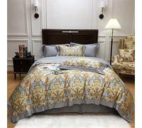 SLOPSS 100% Coton égyptien Abstrait coloré Couette imprimée géométrique avec taie d'oreiller en Feuille Lits de glissière (Couleur: Taille: Roi (Une Reine 200x230cm 4pcs)