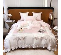 SLOPSS 1200TC Egyptian Cotton Elegant Embroidery Bedding Set Ruffles Duvet/Quilt Cover Bed Linen Pillow (Color Size : (A King 220X240cm 4pcs)