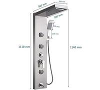 SLOPSS 304 Stainless Steel Shower Column Tower Panel with 3 X Massage Neats Mixer Tap with Waterfall Rain Shower Hand Shower and Tub Spout Wall-Mounted Shower Set