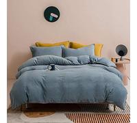 SLOPSS 4 Bedding Pure Color Milk Velvet Thick Flannel Cover Double 4-Piece Crystal Quilt Cover-Powder_2.0m Four-Piece Set (Blue 1.2m Bed Three)