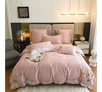 SLOPSS 600TC Egyptian Cotton Bedding Set Bed Sheet Pillow Embroidery Quilt Cover (Color : (A King Size 4pcs)
