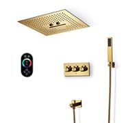 SLOPSS 64 Couleur LED Gold Douche de Douche Ensemble Plafond Plafond monté Salle de Bain Fauce de Douche Ensemble avec Une Pomme de Douche de 16 Pouces, Une Douche à Main, Un Robinet de Baignoire, Un