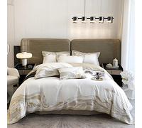 SLOPSS Art Gold Embroidery 100S Egyptian Long-Staple Cotton Bedding Set Quilt Cover Bed Linen Pillow Shams Bedclothes (Color Size : Queen (A King 220X240cm 4pcs)