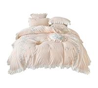 SLOPSS Automne Hiver Princesse Style Milk Chaud Velvets Four Fleurs pastorales Flombes à Quatre Bidure Couvre-Couette en veette Corail épaisse (Couleur: Taille du de m) (Costume Rose 4 pièces)