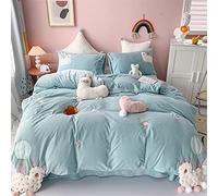 SLOPSS Autumn and Winter Milk Cashmere Three-Dimensional Alpaca Warm Four-Piece Girl Heart Hair Quilt Cover Thick Bedding (Color Pink Size 2m) (Blue 5 Piece Suit)