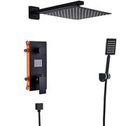 SLOPSS Bathroom Shower 2-Functions Black Digital Shower Faucets Set Rainfall Shower Head 2-Way Digital Display Mixer Tap Shower Mixer-10 inch Shower Set,10 inch Shower Set