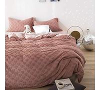 SLOPSS Bed Grey and Winter Soft Flannel Thick Warm Fabric Bedding Double Duvet Set 4 Pcs Quilt Cover Sets Blackish Green (Pink Full)