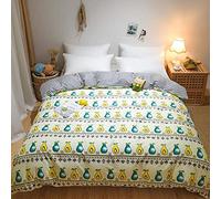 SLOPSS Bed Sheet Set 100% Cotton Duvet Printing Quilt Single Double Queen King Comforter Bedding Cover- Jiang nan_200x200cm (Ke AI NIU You Guo 200x230cm)