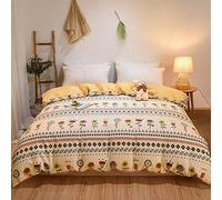SLOPSS Bed Sheet Set 100% Cotton Duvet Printing Quilt Single Double Queen King Comforter Bedding Cover- Jiang nan_200x200cm (Hua Xiang Si Yi 200x230cm)