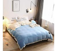 SLOPSS Bedding Piece Bed Sheet Set Thickening Warm Duvet Solid Color Flannel/Velvet Winter Double Twin Full Queen King Size Quilt Cover- LAN_150x200cm (LAN 180x200cm 1pcs)