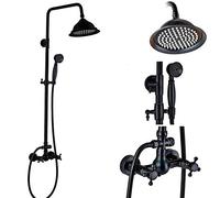 SLOPSS Bronze Bronze Shower Robinet Ensemble de précipitations 8 Boucheur Bathroom Mixer Shower Tap Wall Motted Cold Shower Mixer Kits, Bronze Noir (Bronze Noir C01)