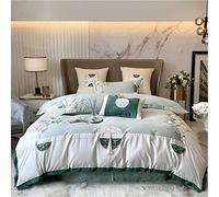 SLOPSS Chinese Style Plum Blossom Embroidered Duvet Luxury Egyptian Cotton Bedding Set Quilt Cover Sheet Pillowcases 8m Bed-2 (Color (4)
