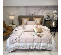 SLOPSS Chinese Style Plum Blossom Embroidered Duvet Luxury Egyptian Cotton Bedding Set Quilt Cover Sheet Pillowcases 8m Bed-2 (Color (1)