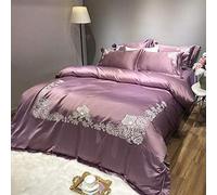 SLOPSS Christmas Duvet Set Double(King220 240Cm) Bedding_European Washed Four-Piece Ice Silk Quilt Double Cotton Sheets Cover Summer Bed-D_King