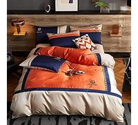SLOPSS Cotton Bedding Full Luxury Twin Duvet Covers Set is Soft Silky Smooth Quilt Cover Sets Bed Flat Sheet (Color B Size : Double) (C King)