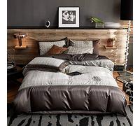 SLOPSS Cotton Bedding Luxury Twin Duvet Covers Set is Soft Silky Smooth Quilt Cover Sets Bed Flat Sheet (Color B Size : Double) (D Full)