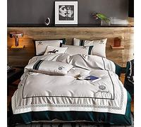 SLOPSS Cotton Bedding Luxury Twin Duvet Covers Set is Soft Silky Smooth Quilt Cover Sets Bed Flat Sheet (Color B Size : Double) (A Full)