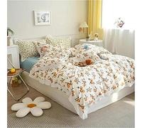 SLOPSS Cotton Vintage Small Flower Pattern Bedding Lace Duvet Set for Girls Quilt Cover Sheet Pillow Shams All Season 8m Bed-2 (Color (3)