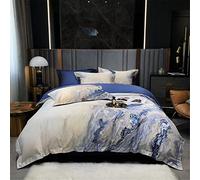 SLOPSS Couverture Couette imprimée en marbre Résumé Ensembles literie Molle Coton égyptien Couvercle deduvet Feuille + doublures lit 2pillow (Couleur: Taille: Reine (Un Roi de 4pcs)