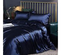 SLOPSS Couvrette Couette Soie Reine pièces en Satin litière literie réversible Douce Feuille de lit 2 taies d'oreiller (Couleur: (d)