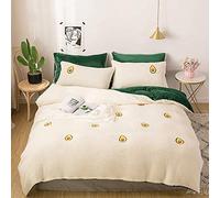 SLOPSS Covers Bed White Pink Bedding Duvet Set Winter Quilt Cover Sets Soft Warm Fleece Flannel Single Twin Double Size Tee (E King)