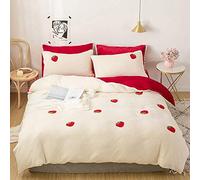 SLOPSS Covers Bed White Pink Bedding Duvet Set Winter Quilt Cover Sets Soft Warm Fleece Flannel Single Twin Double Size Tee (D King)