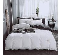 SLOPSS Covers Pieces Twin Double King Size Quilt Flat Sheet Pillowcases Super Soft Bedding Piece Set Duvet Cover (Black + White Queen)