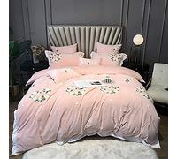 SLOPSS Covers Soft Flannel Thick Warm Fabric Bedding Double Duvet Set Flowers Pcs Sets Quilt Cover 220 240CM (Pink King)