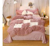 SLOPSS Covers with Fitted Bedding Double Size Duvet Twin Set Quilt Cover Sets Flat Sheet Fleece Warm (B King)