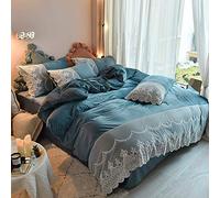 SLOPSS Covers Yellow King Purple Bedding Sets Double Size Duvet Set Quilt Cover Flat Sheet Winter Warm Cream Pink (Blue Queen)