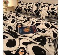 SLOPSS Cute Korean Cartoon Bear Head Ins Washed Cotton Four- Piece Set Sheet Quilt Cover Dorm Bedding 8m Bed (Color (8)