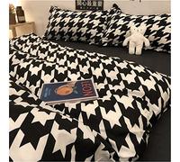 SLOPSS Cute Korean Cartoon Bear Head Ins Washed Cotton Four- Piece Set Sheet Quilt Cover Dorm Bedding 8m Bed (Color (3)