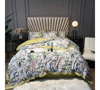 SLOPSS Double Bed Cotton Bedding Pieces Floral Yellow Duvet Covers Set Include Quilt Cover Flat Sheet cm+2 Pillowcases (Size : (King)