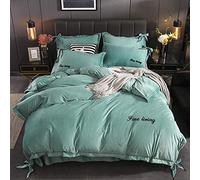 SLOPSS Double Covers King Size Blue Duvet with Fitted Bedding Set Winter Quilt Cover Sets Flat Sheet Soft (Green Queen)