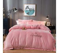 SLOPSS Double Covers Red King Size Brown Bedding Sets Winter Duvet Set Quilt Cover Flat Sheet Soft Warm Flannel Twin (Pink Queen)