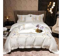 SLOPSS Double Embroidery Wind Four-Piece Set Luxury Cotton Quilt Cover Bedspread Bedding (Color B : (A King Size 4Pcs)