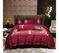 SLOPSS Double Embroidery Wind Four-Piece Set Luxury Cotton Quilt Cover Bedspread Bedding (Color B : (C King Size 4Pcs)